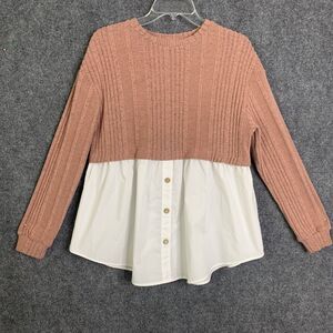Shein Sweater Shirt Layered Piece Women S Mauve White Long Sleeve